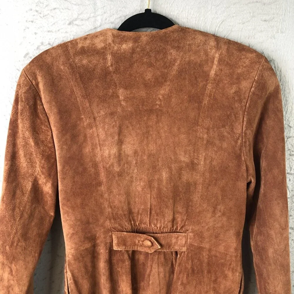Vintage Nuons Suede Jacket Womens 6 Brown Genuine Leather Blazer - Picture 9 of 16